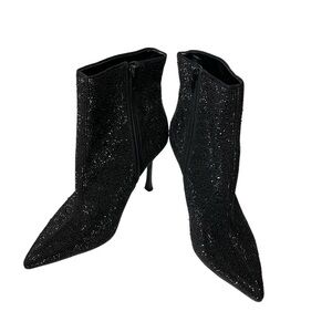 INC. Black Sequin Pointed Toe Stiletto Booty Shoes Size: 9M